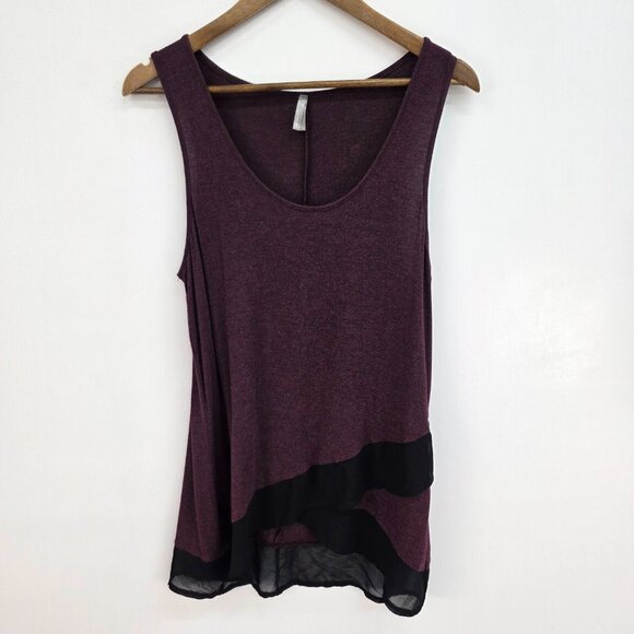 Vanity Tank Top Womens Size L Plum Purple Sleeveless Asymmetric Hem Scoop Neck - Picture 3 of 12